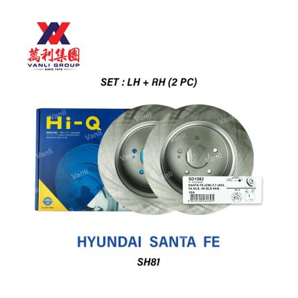 Sangsin Hi-Q Rear Brake Disc Rotor Set (2 pc) for Hyundai Santa Fe - SD-1082