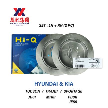 Sangsin Hi-Q Rear Brake Disc Rotor Set (2 pc) for Hyundai Tucson &amp; Kia Sportage - SD-1052