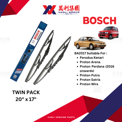 BOSCH Advantage wiper blade 20&quot;&amp;17&quot; for Perodua kenari,Proton Arena,Perdana,Putra,Satria, Wira &amp; Toyota Corolla-BA2017