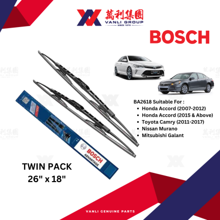 BOSCH Advantage wiper blade 26&quot;&amp;18&quot;(set) for Honda Accord, Toyota Camry, Nissan Murano &amp; Mitsubishi Galant-BA2618