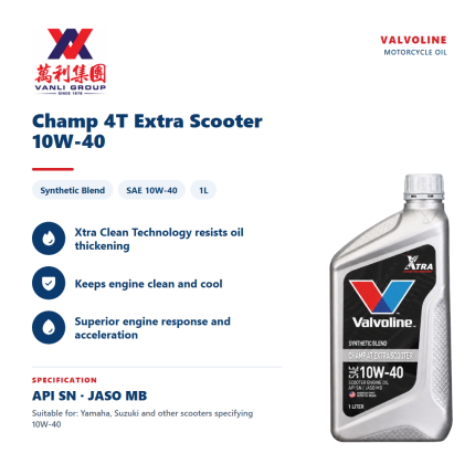 Valvoline Champ 4T Extra Scooter Semi Synthetic Engine Oil 10W-40 1L
