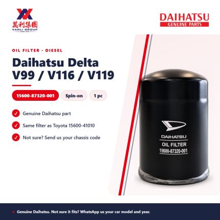 Daihatsu Genuine Oil Filter 15600-87320-001 for Daihatsu Delta V99, V116, V119