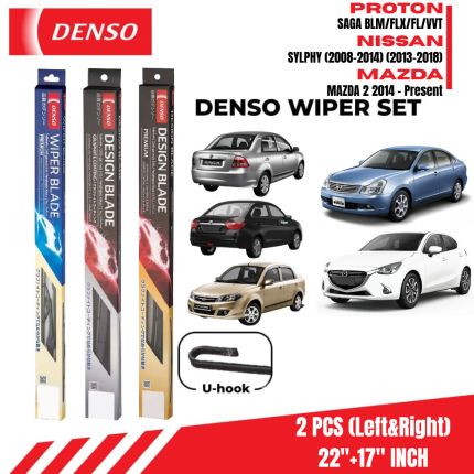 DENSO Conventional Wiper Set 22/17 inch for Proton Saga BLM Mazda 2