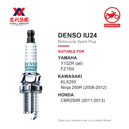 DENSO Motorcycle Spark Plug Iridium Power IU24 - 067700-9270 (1pc)