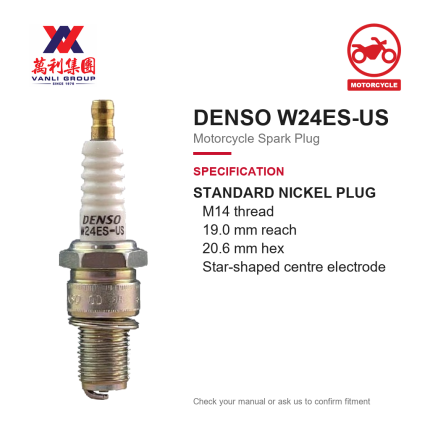 DENSO Motorcycle Spark Plug W24ES-US 067800-7120 for KAWASAKI , YAMAHA - 067800-7120 (1pc)