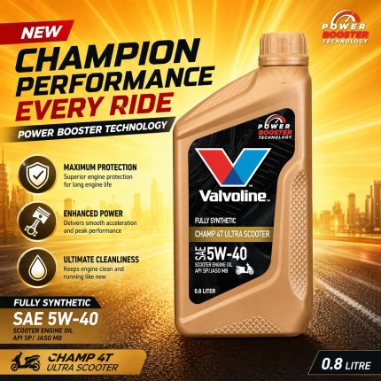 Valvoline Champ 4T Ultra Scooter Fully Synthetic Engine Oil 5W-40 0.8L