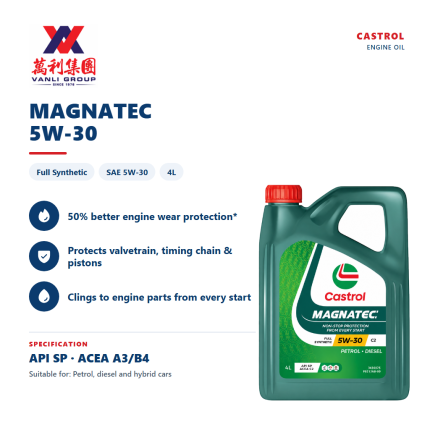 Castrol MAGNATEC 5W-30 (4L) Full Synthetic Engine Oil API SP ACEA A3/B4 - Petrol, Diesel, and Hybrid