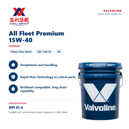 Valvoline All Fleet Premium 15W-40 CI-4 Diesel Engine Oil 18L