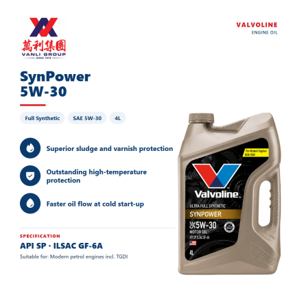 VALVOLINE SYNPOWER 5W30 SP PAO Fully Synthetic Engine Oil 4L