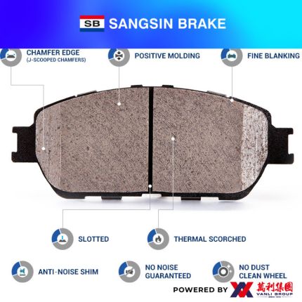 Sangsin Brake FRONT Brake Pads For NISSAN SYLPHY / MARCH / SKYLINE / FAIRLADY / JUKE / TEANA - SP-1107F