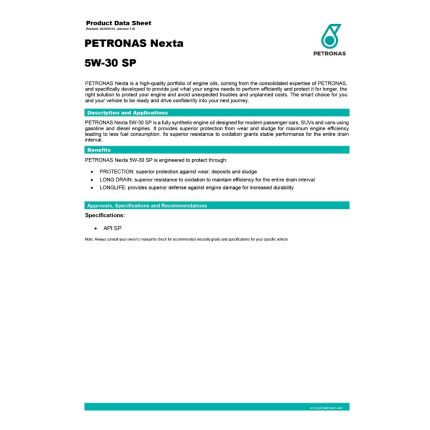 PETRONAS NEXTA 5W30 SP Fully Synthetic Engine Oil 4L -70986K72MY
