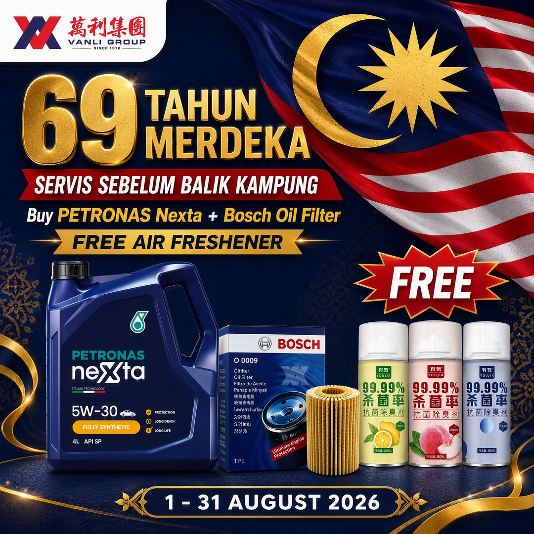Merdeka 2026 - Buy PETRONAS Nexta + Bosch Oil Filter, free air freshener